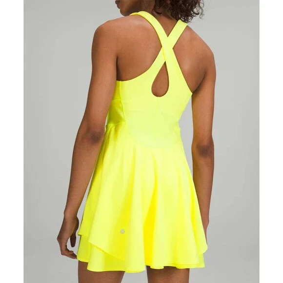 Lululemon Court Crush Dress Electric Lemon Yellow Tennis Pickleball Size 8 - Picture 6 of 16